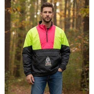 Vtg Surfers Alliance Windbreaker Jacket Mens Size XL Neon Color Block Retro 90's